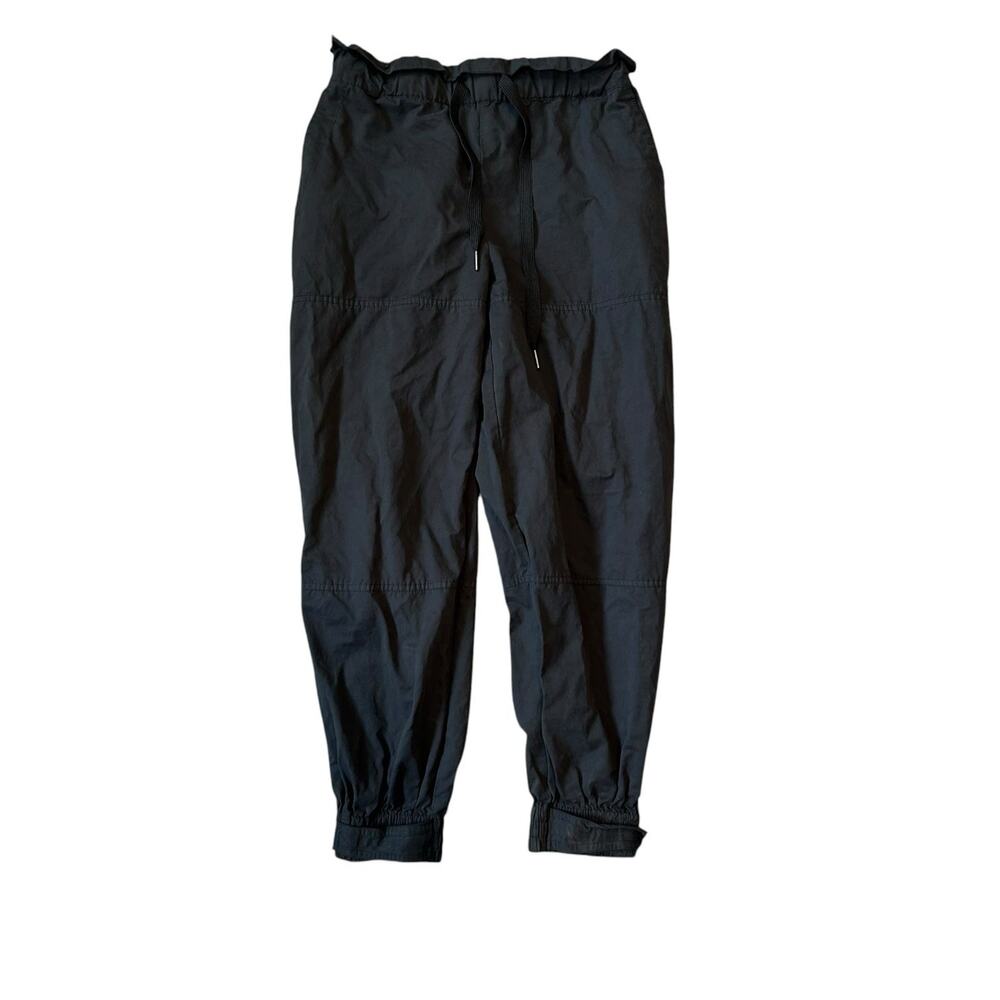 Urban Outfitters Black Ruffle Waist Joggers Sz M Clean Girl Minimalist - Picture 2 of 16